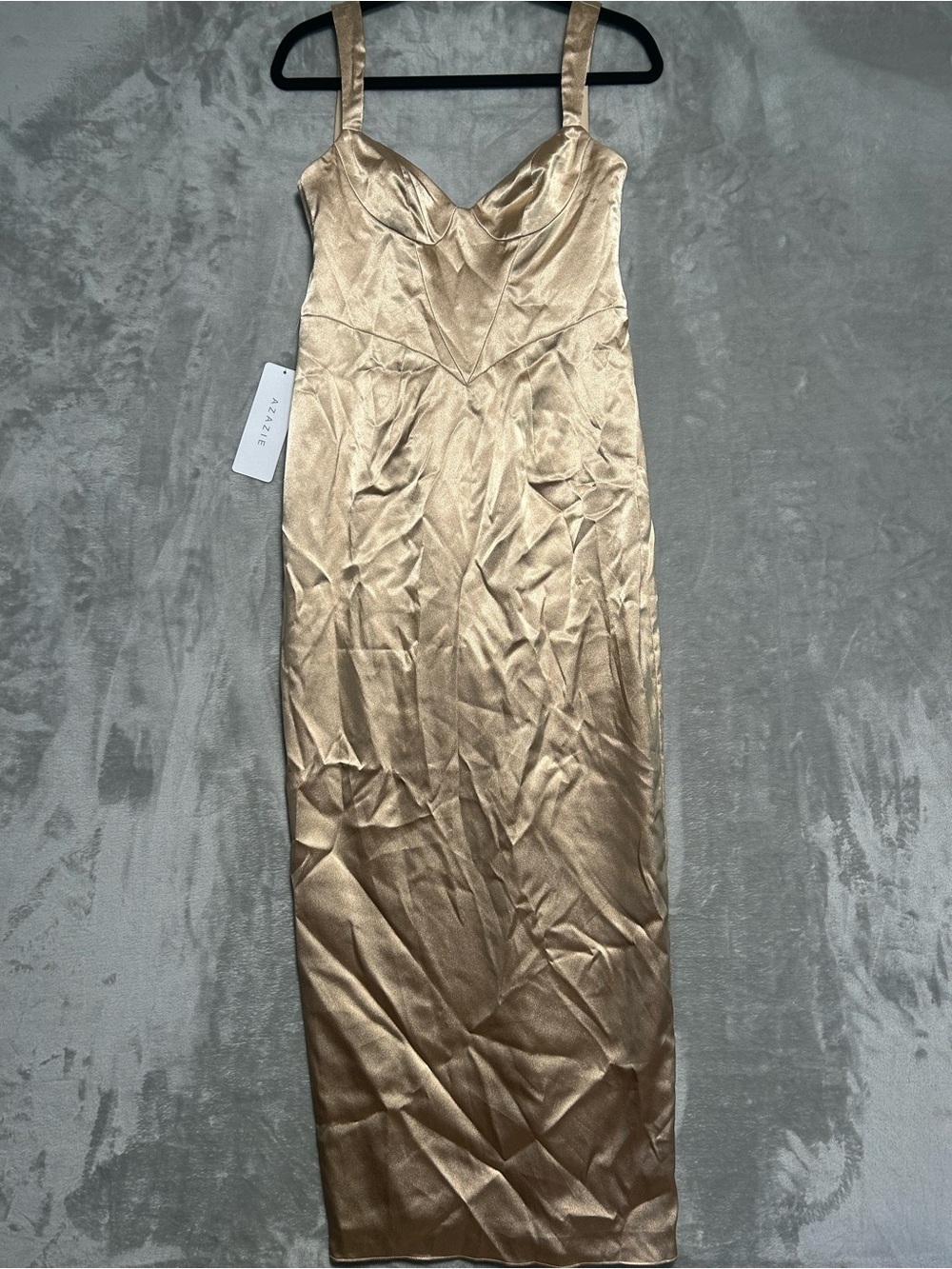 Azazie Alexis Floor Length Dress Women’s C Champagne Gold